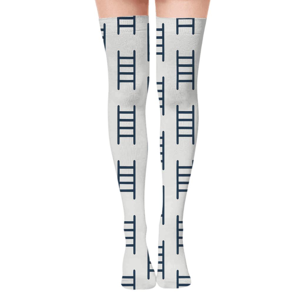 Fine Ladder Shift unique graphic over-the-knee socks