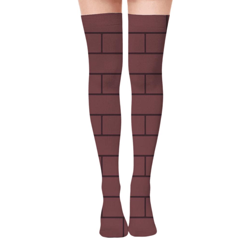 Narrow Brick Offset unique graphic over-the-knee socks