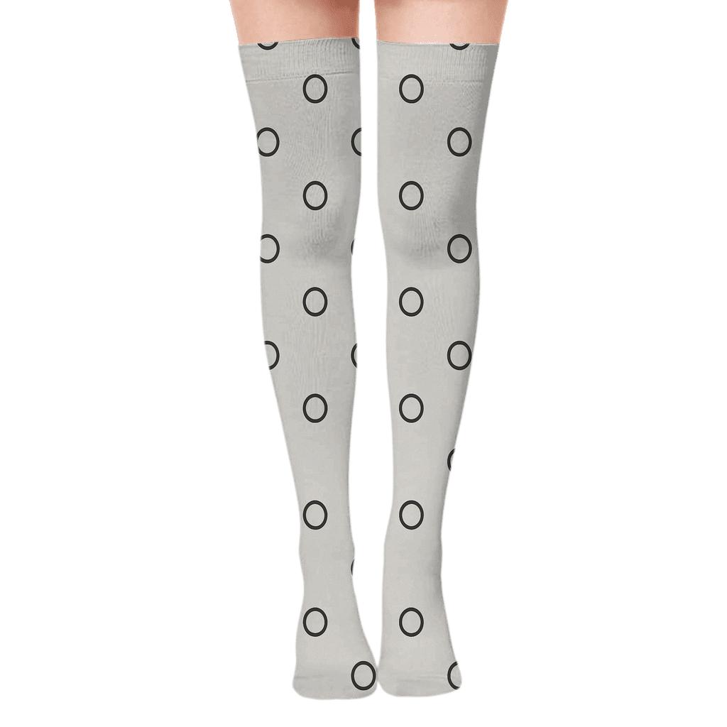 Small Ring Interval designer print over-the-knee socks