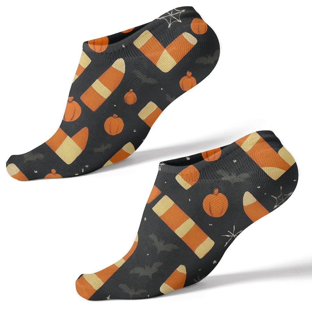 Orange Candy Corn Chevron On Black Background comfortable cotton ankle socks