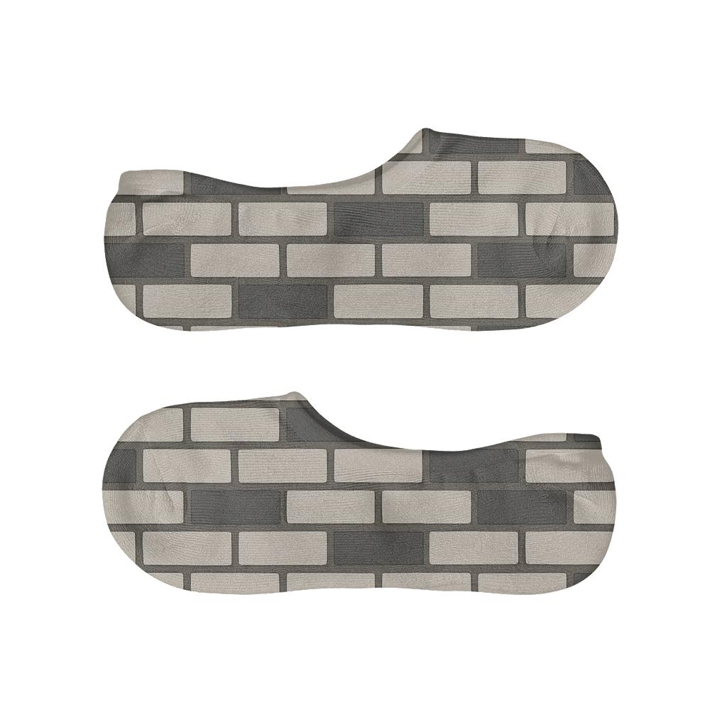 Narrow Brick Offset designer print no-show socks