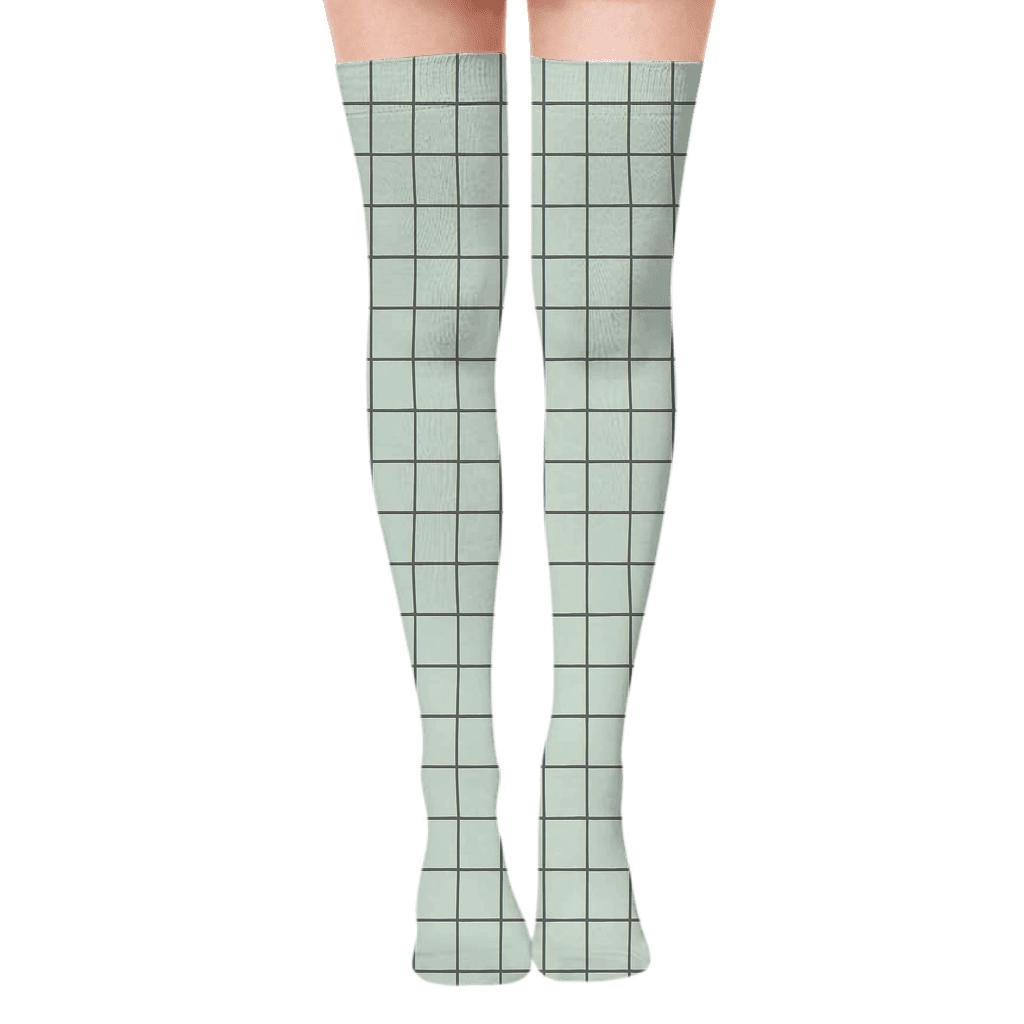 Mini Grid Drift trendy patterned over-the-knee socks