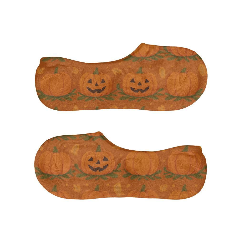 Pumpkin Patch Repeating Field On Orange Background trendy no-show sock styles