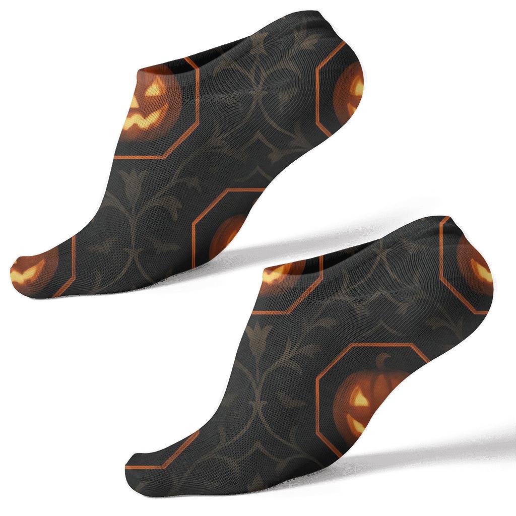 Pumpkin Hexagonal Tile On Black Background comfortable cotton ankle socks