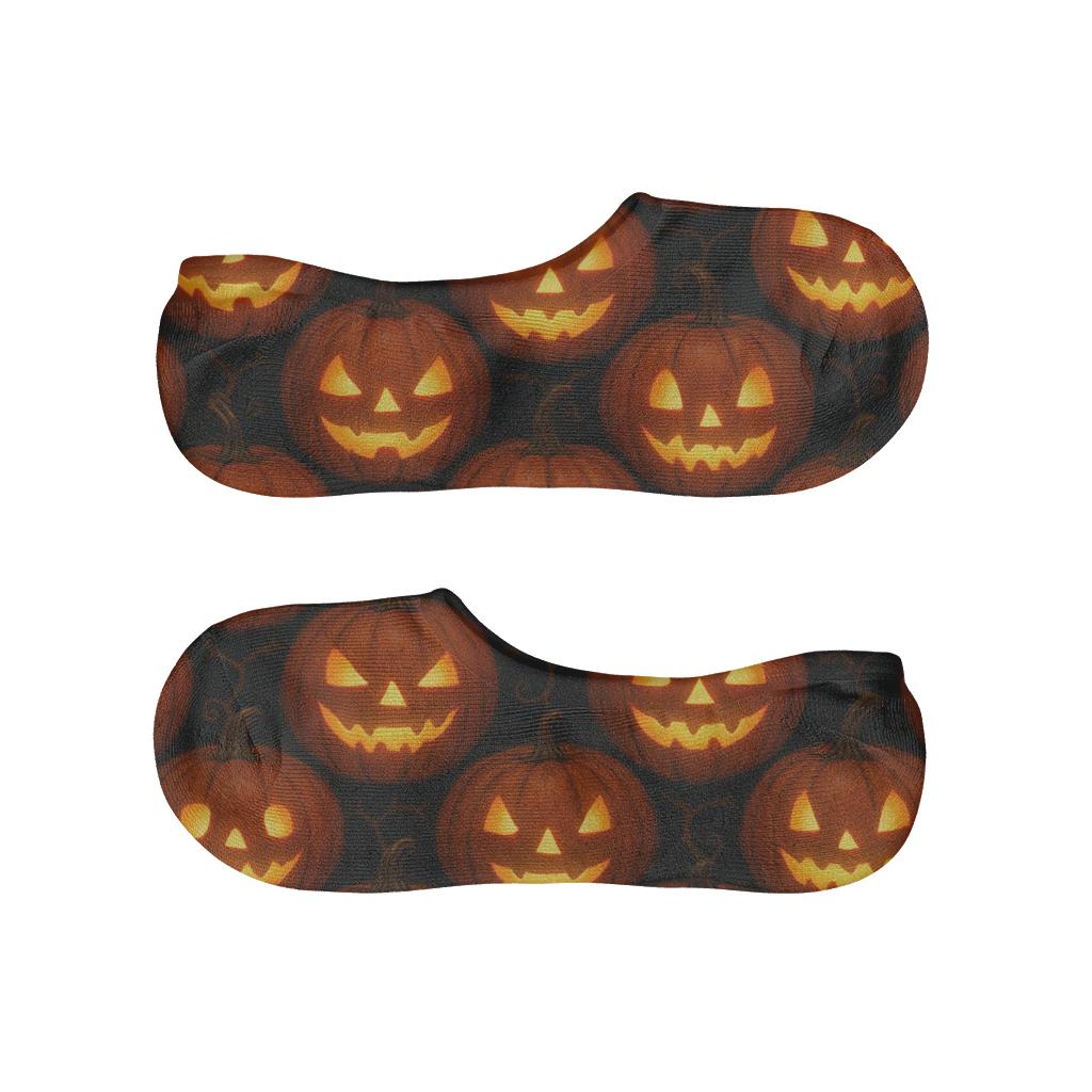 Glowing Pumpkin Tessellation On Black Background trendy no-show sock styles