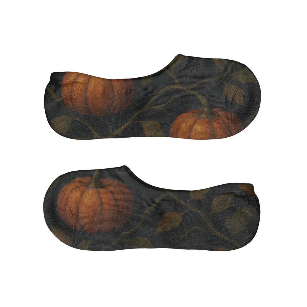 Pumpkin Vine Lattice On Black Background personalized invisible socks