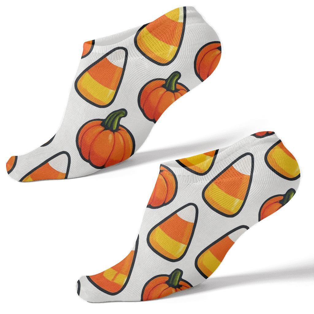 Candy Corn Chevron On White Background unique graphic ankle socks