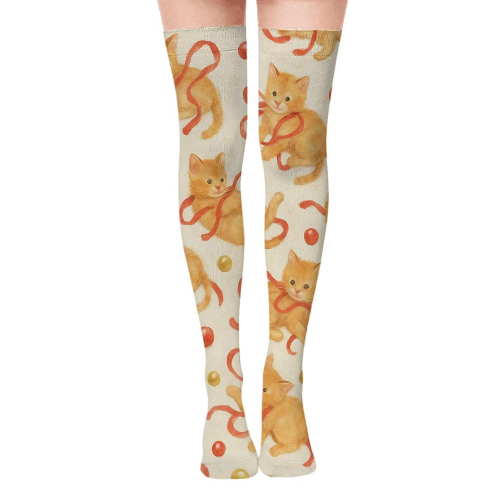 Ginger Cat Ornament Scatter soft everyday over-the-knee socks