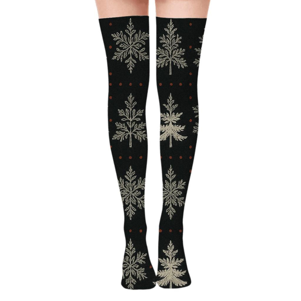 Nordic Evergreen Rhythm On Coal soft everyday over-the-knee socks