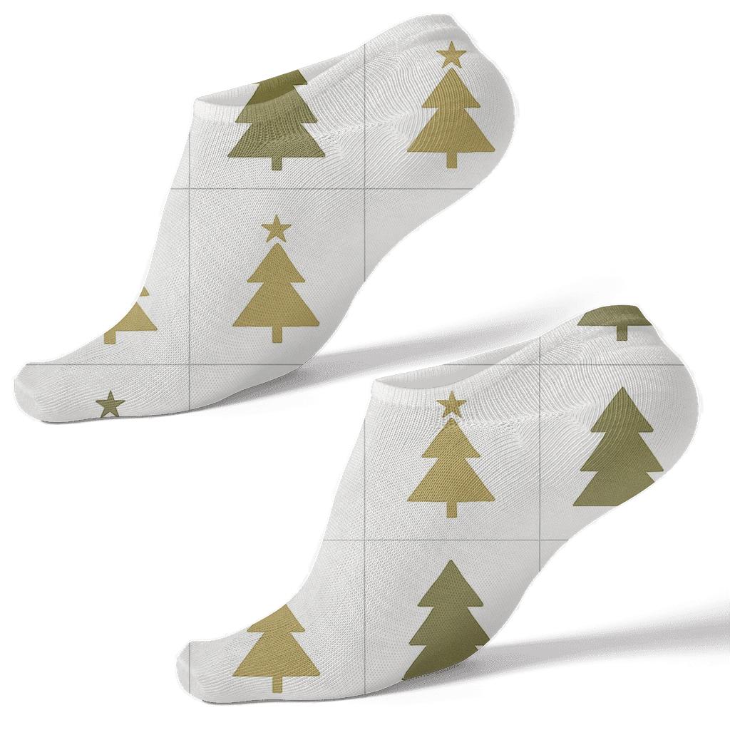 Minimalist Tree Silhouette Repeat On White Background trendy patterned ankle socks