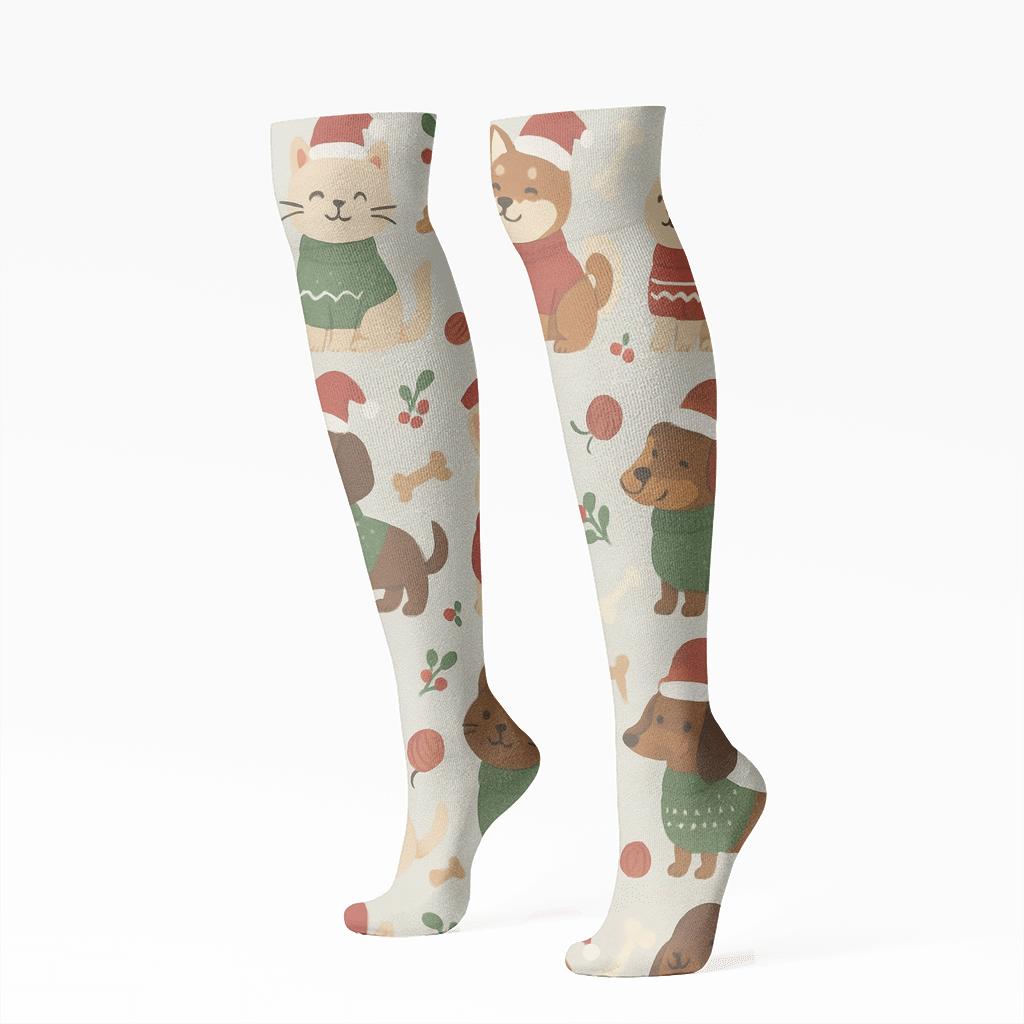 Holiday Pet Parade personalized knee-high socks