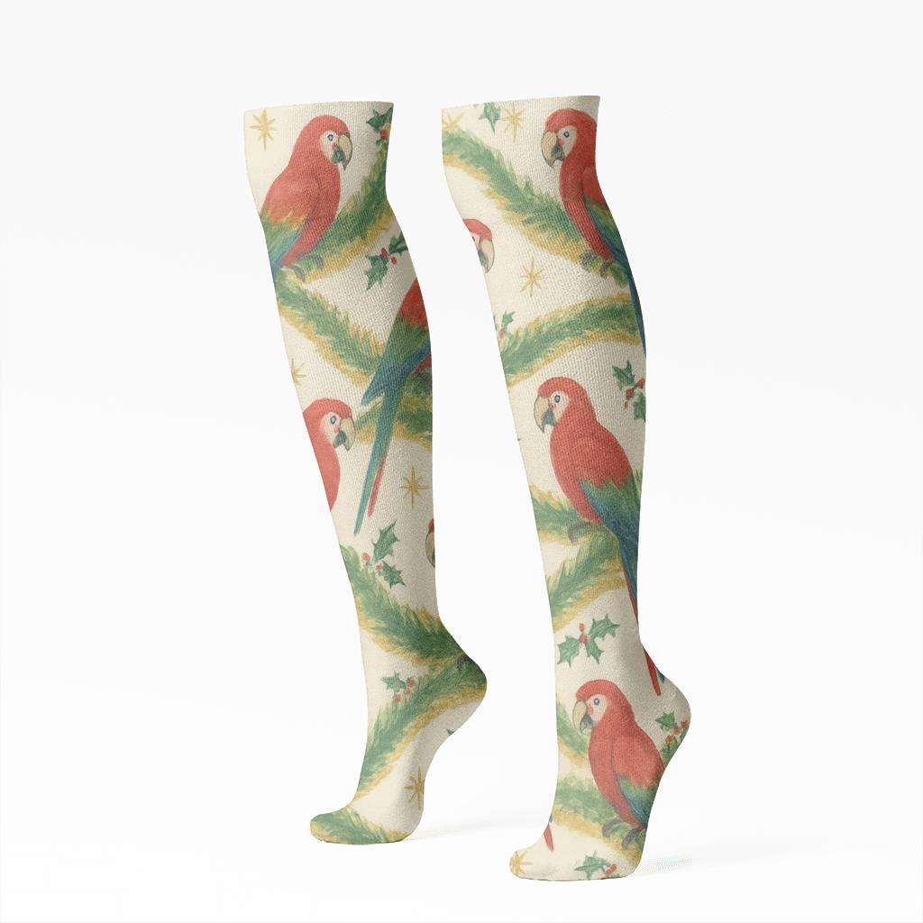 Parrot Tinsel Wave comfortable cotton knee-high socks