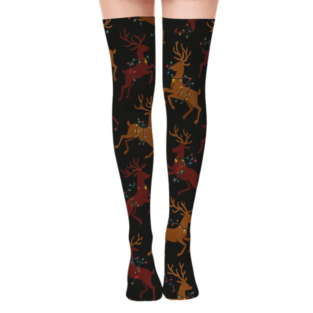 Reindeer Light Scatter soft everyday over-the-knee socks