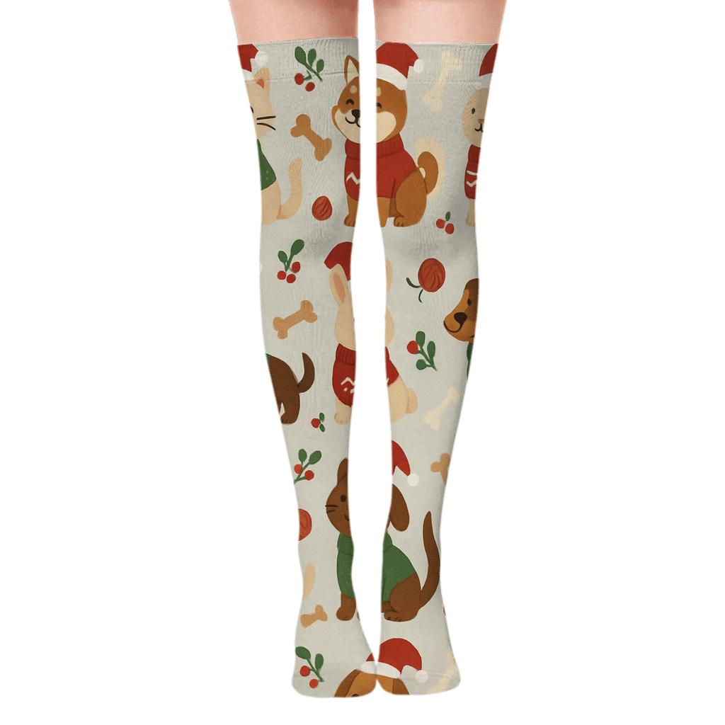 Holiday Pet Parade premium cozy over-the-knee socks