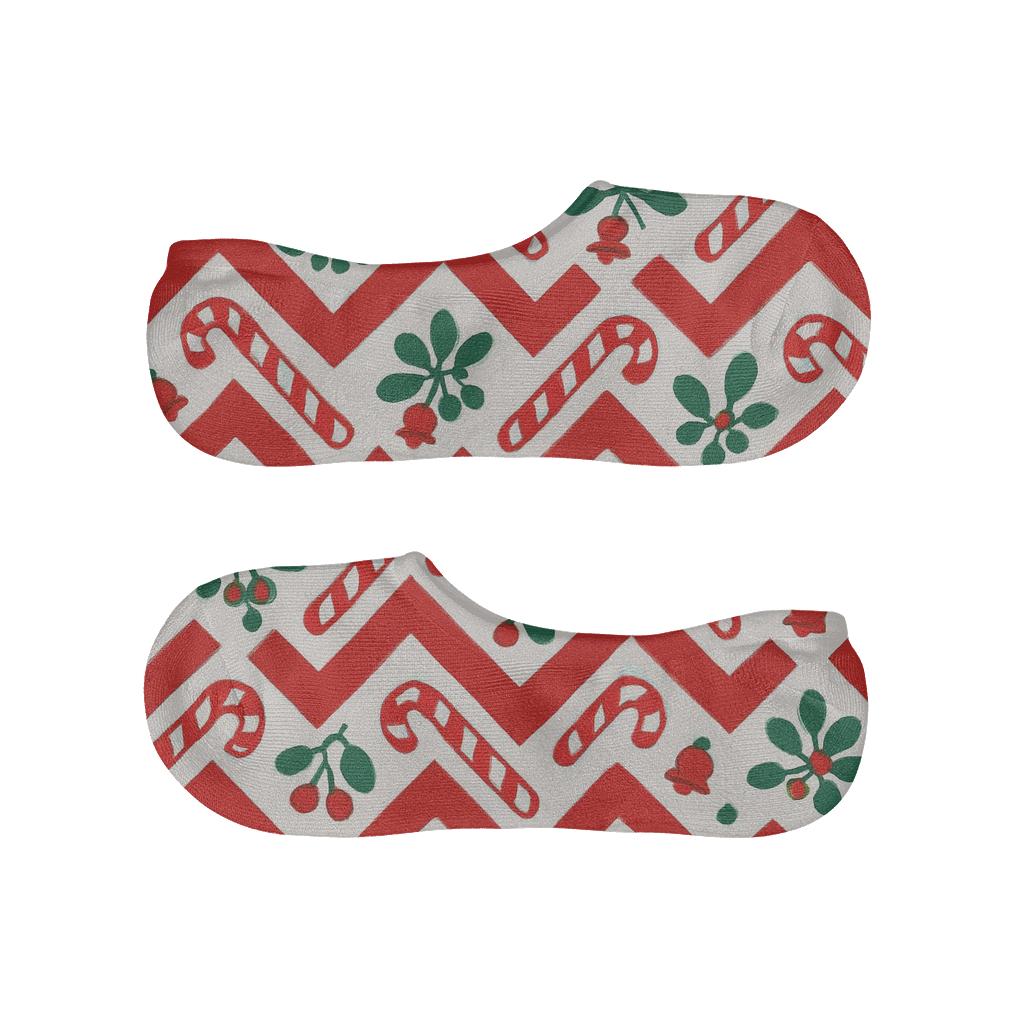 Candy Cane Chevron On White Background soft cotton no-show socks