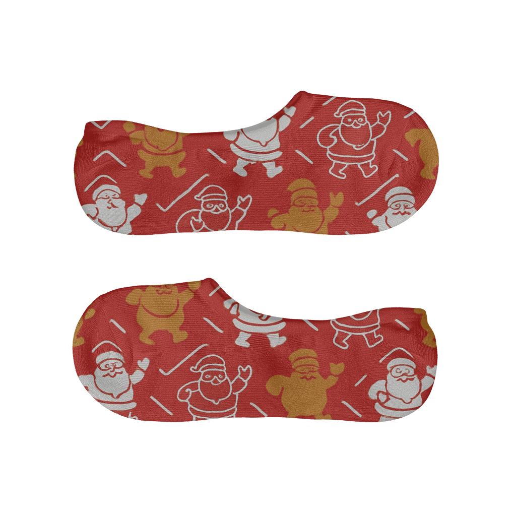 Santa Silhouette Chevron On Red Background trendy no-show sock styles