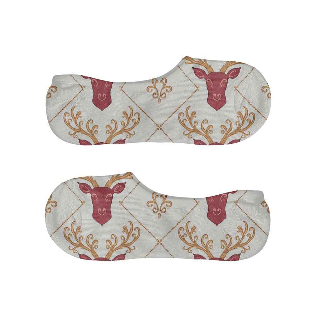Reindeer Lattice On White Background anti-slip no-show socks