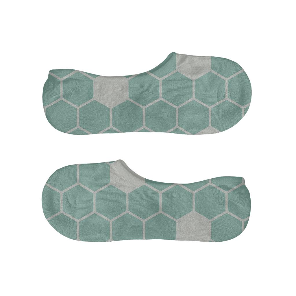 Micro Hex Scatter designer printed no-show socks
