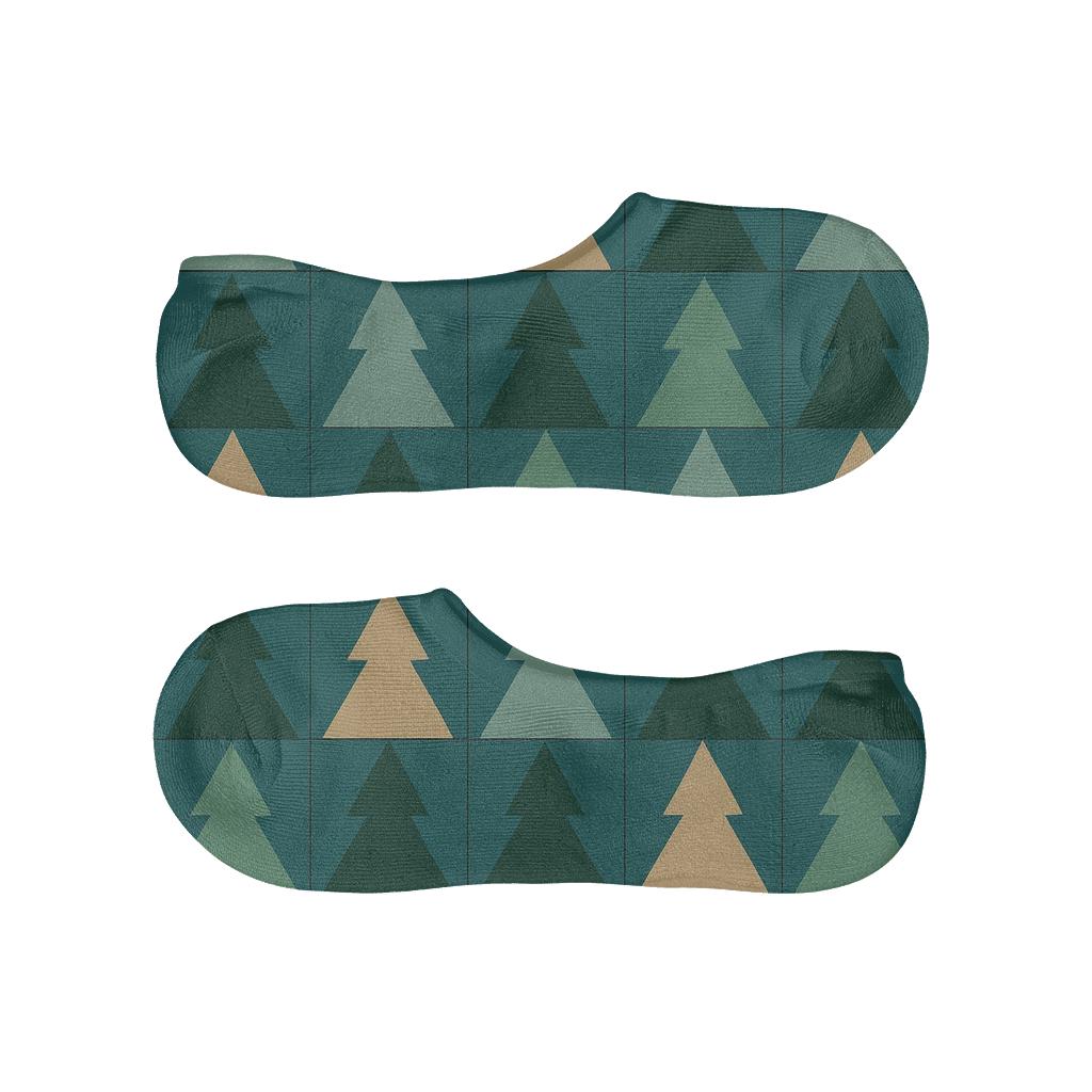 Christmas Tree Mosaic On Teal Background personalized invisible socks