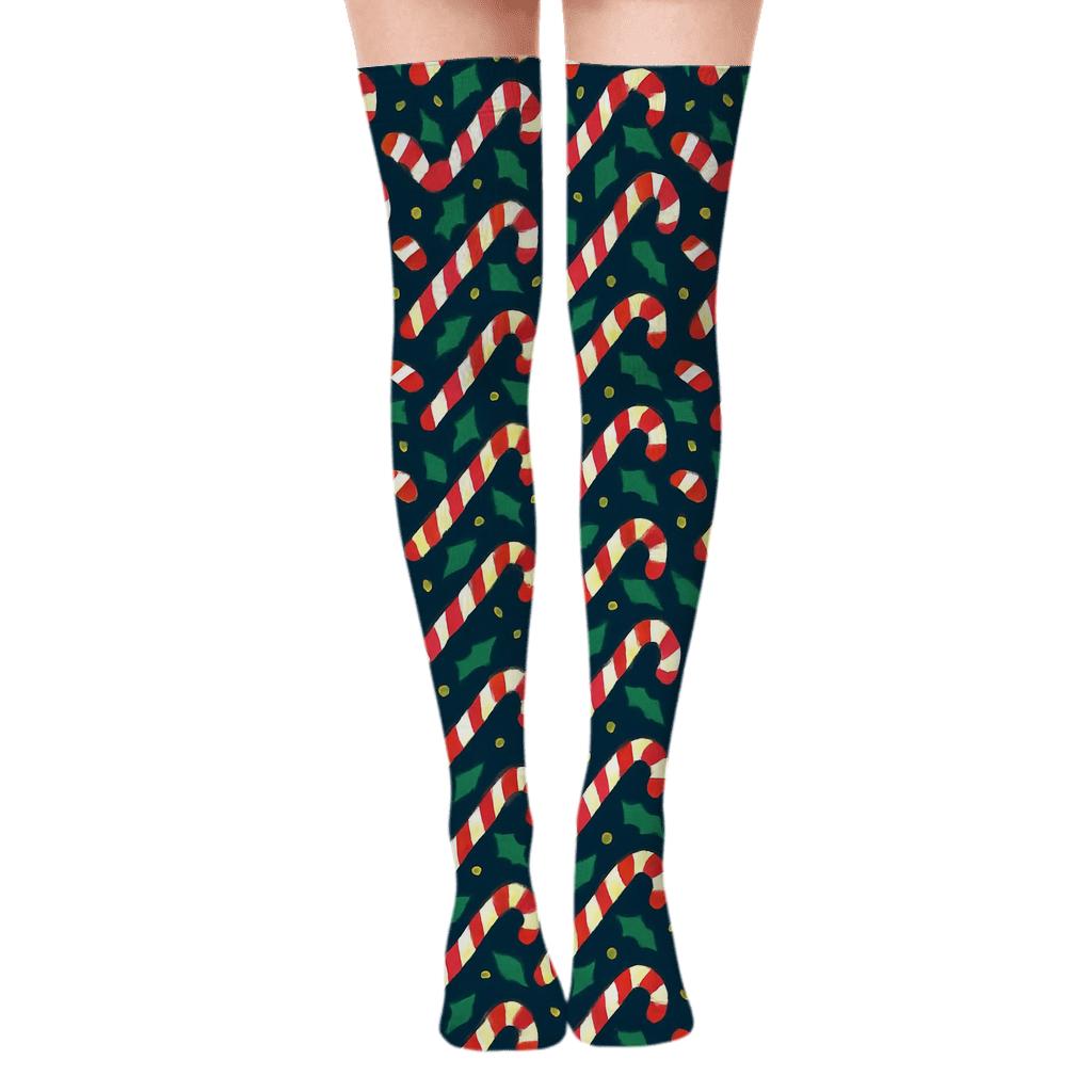 Candy Cane Chevron Tessellation comfortable cotton over-the-knee socks