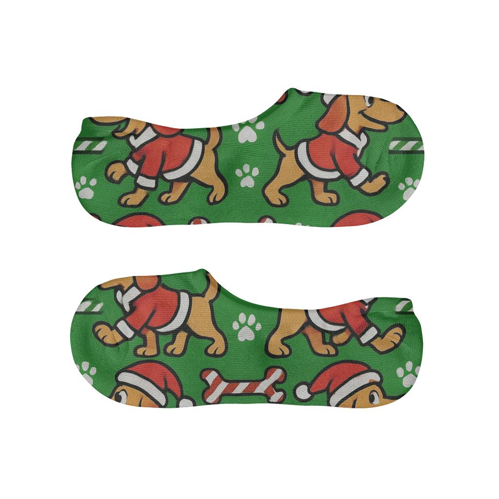 Strolling Santa Dogs Alternating Sock trendy no-show sock styles