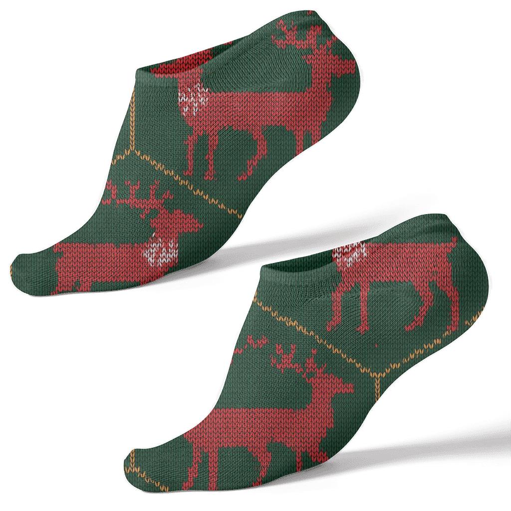 Red Reindeer Tessellation Sock personalized ankle socks
