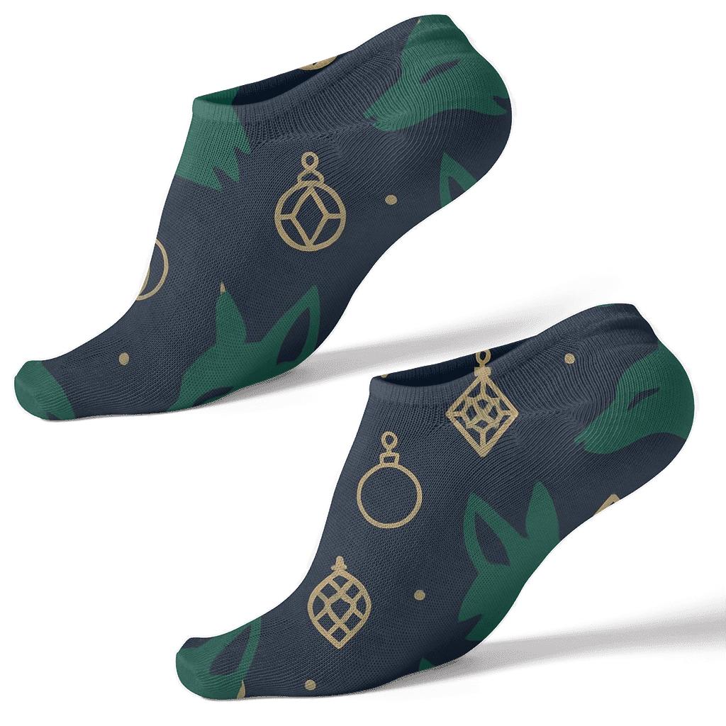 Green Fox Ornament Scatter Sock designer print ankle socks