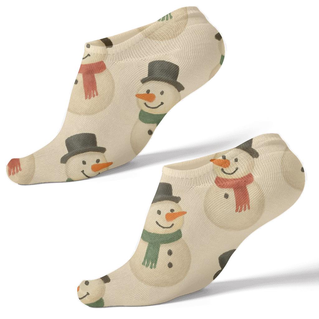 Snowman Parade Repeat On Colored Background designer print ankle socks