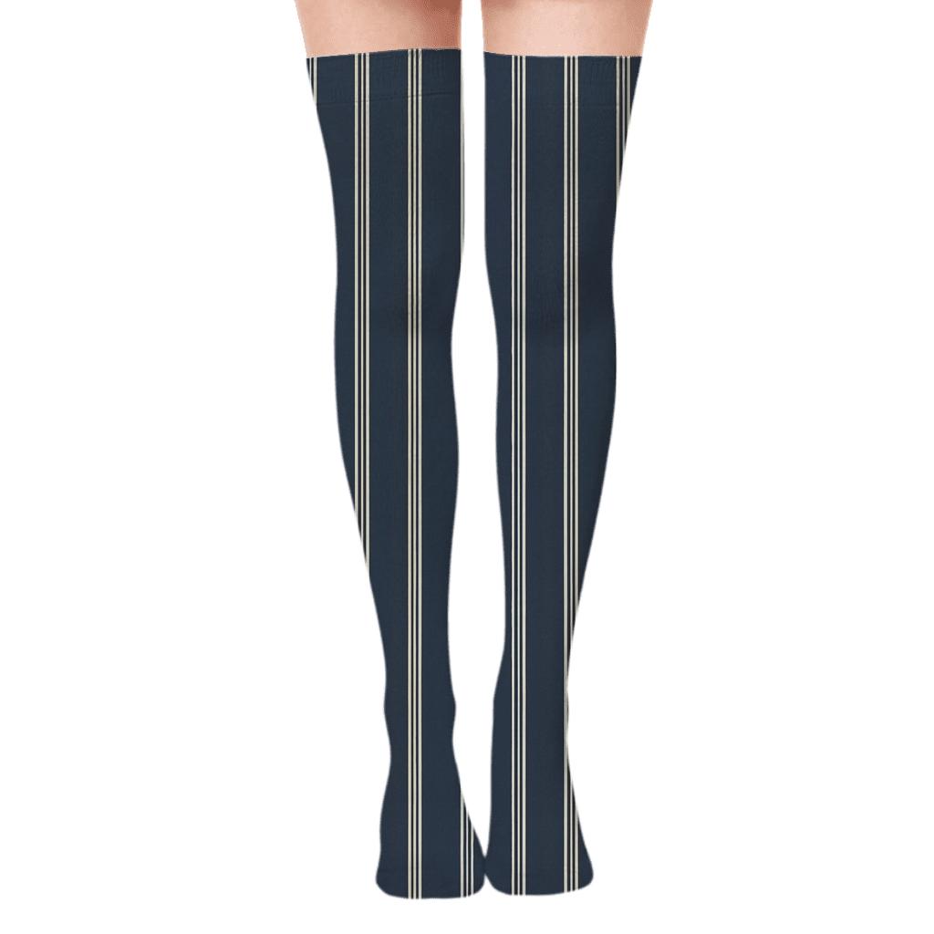 Micro Pinstripe Relay designer print over-the-knee socks