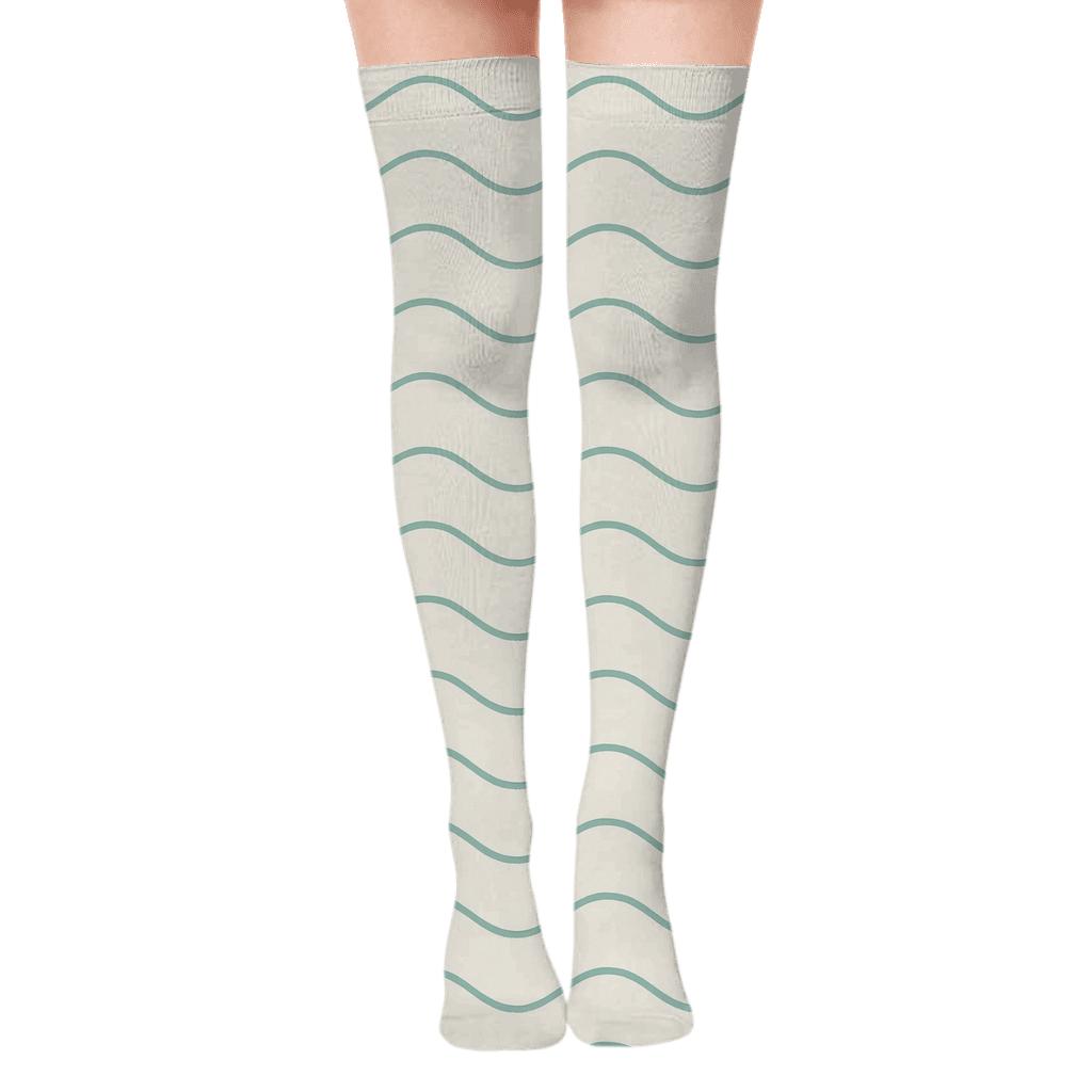 Quiet Wave Repeat trendy patterned over-the-knee socks