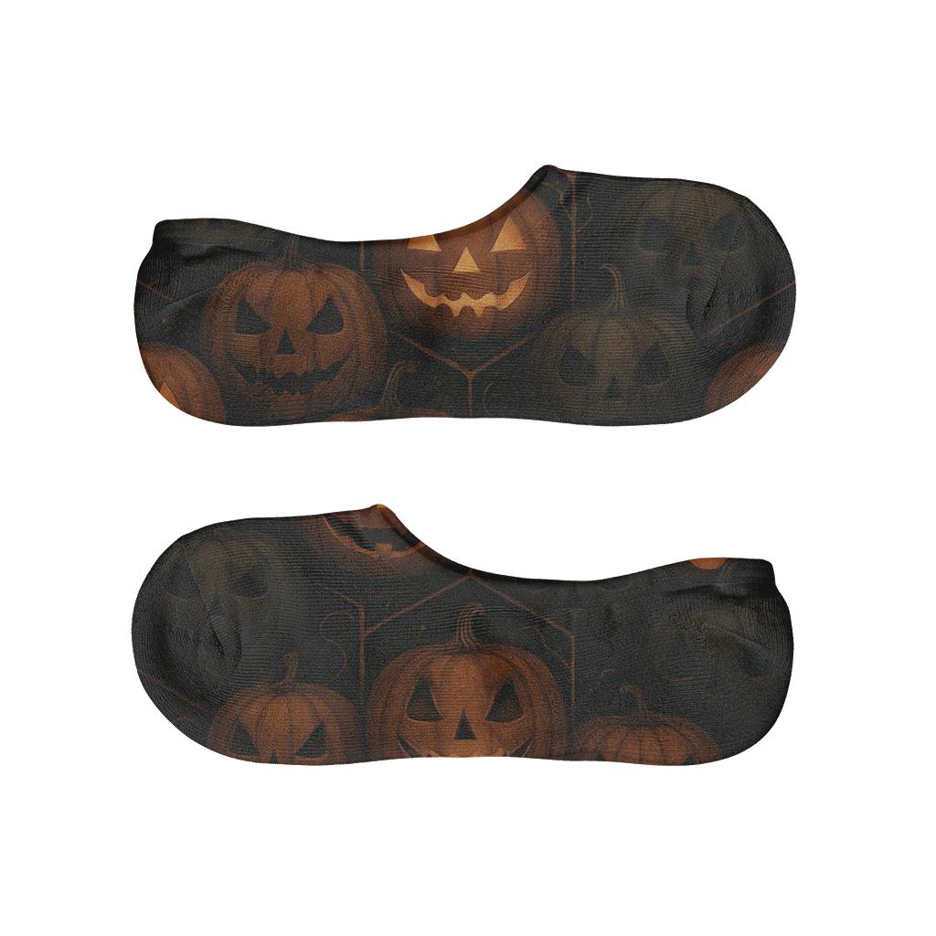 Glowing Pumpkin Tessellation On Black Background unique hidden socks