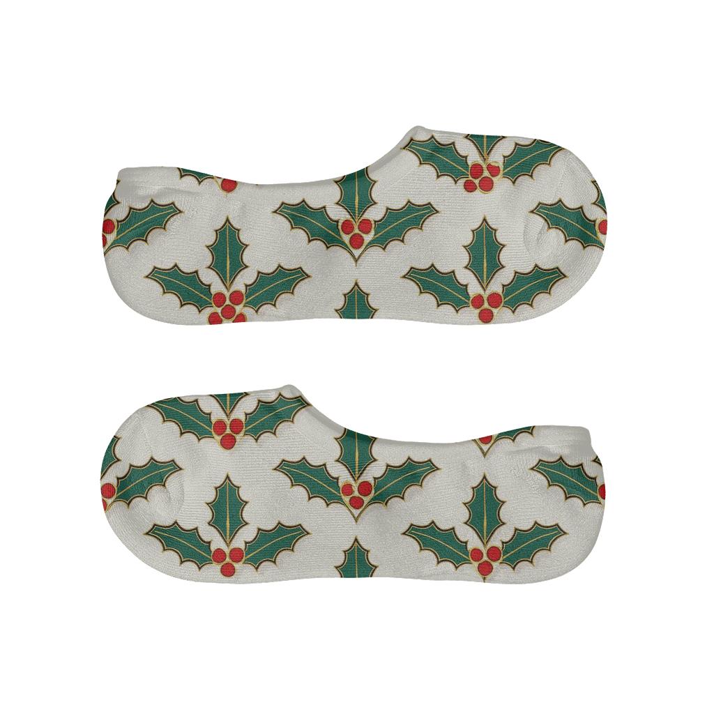 Holly Chevron Scatter On Ivory anti-slip no-show socks