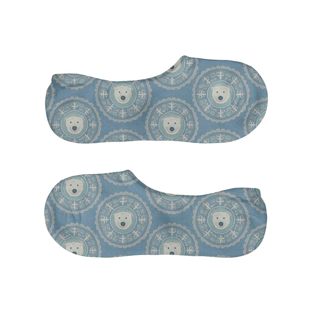 Polar Bear Snowflake Concentric On Sky Blue comfortable invisible socks