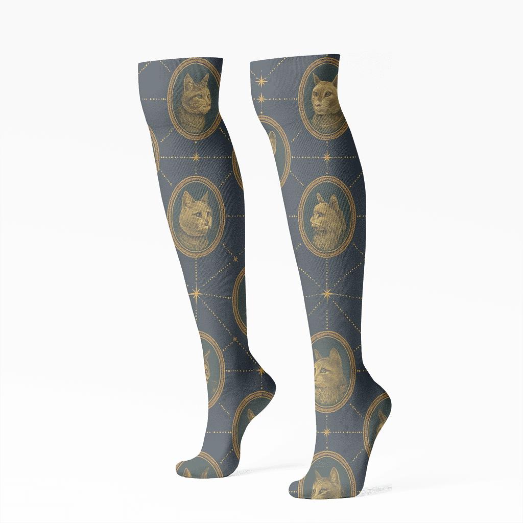 Midnight Yule Cat Constellation personalized knee-high socks