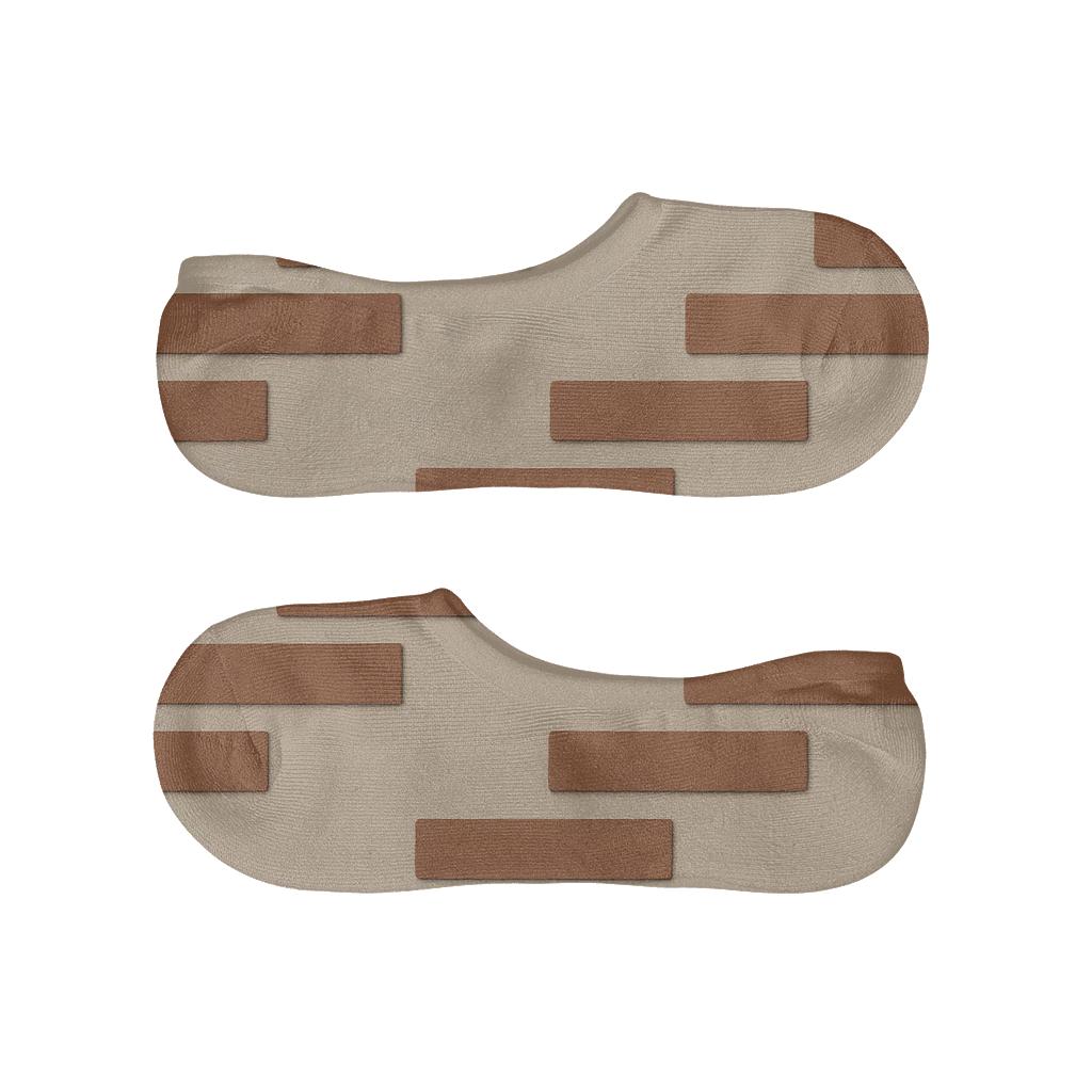Narrow Brick Offset designer printed no-show socks