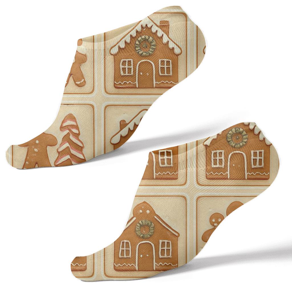 Gingerbread Village Grid soft everyday ankle socks