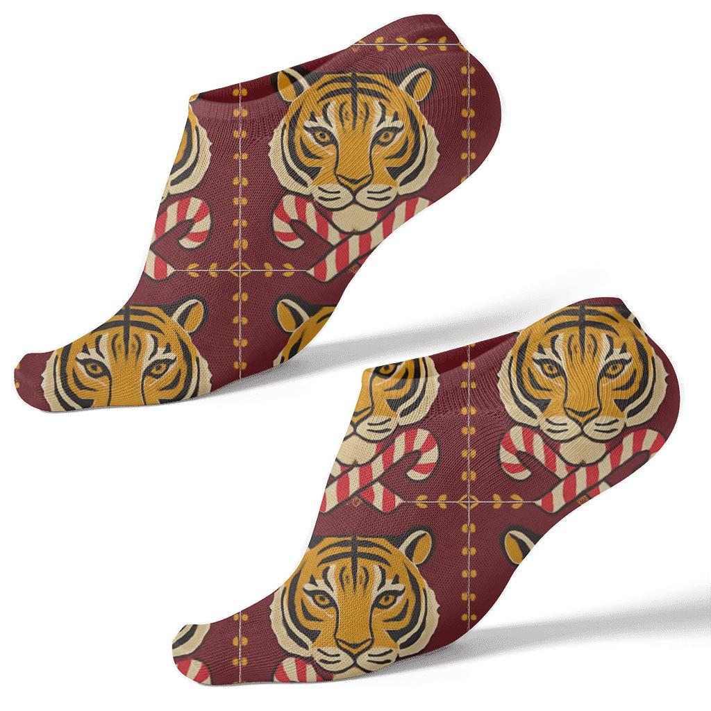 Festive Striped Tiger Elegance Ankle Length Socks