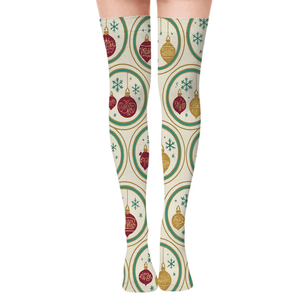 Ornament Concentric Medallions premium cozy over-the-knee socks