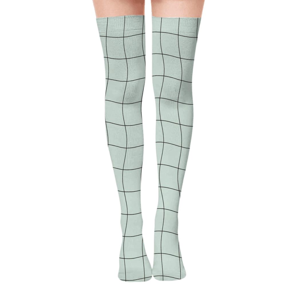 Subtle Grid Warp premium cozy over-the-knee socks
