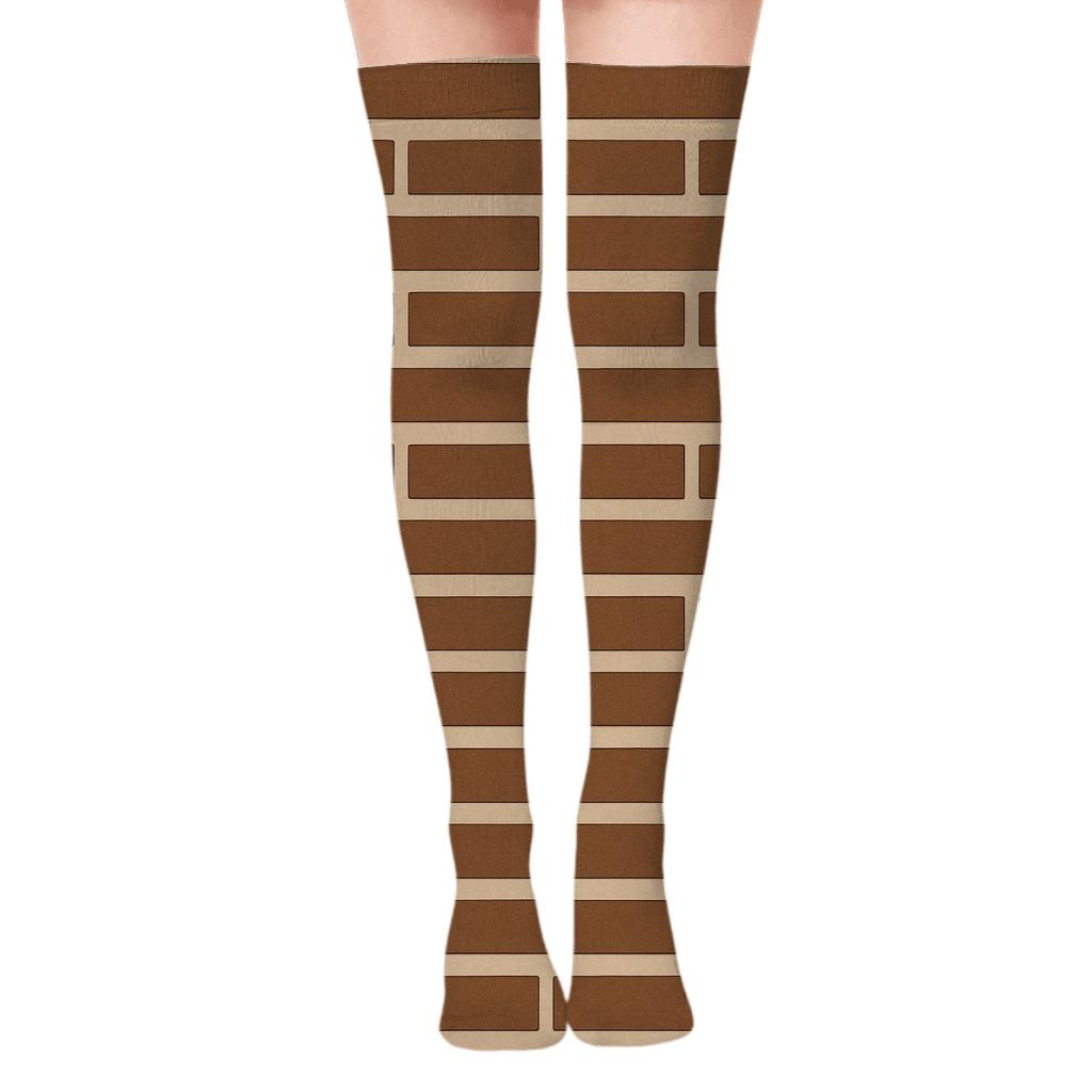 Slim Brick Rhythm designer print over-the-knee socks