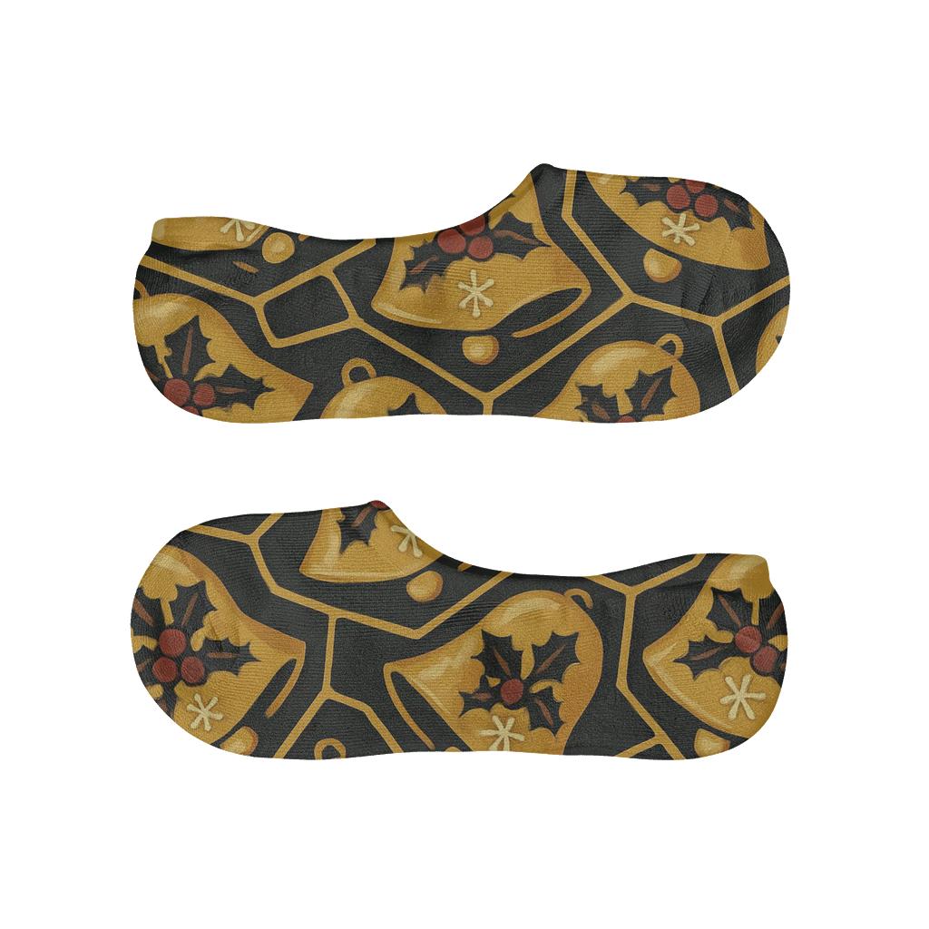 Golden Bell Tessellation On Midnight Black Background breathable no-show socks