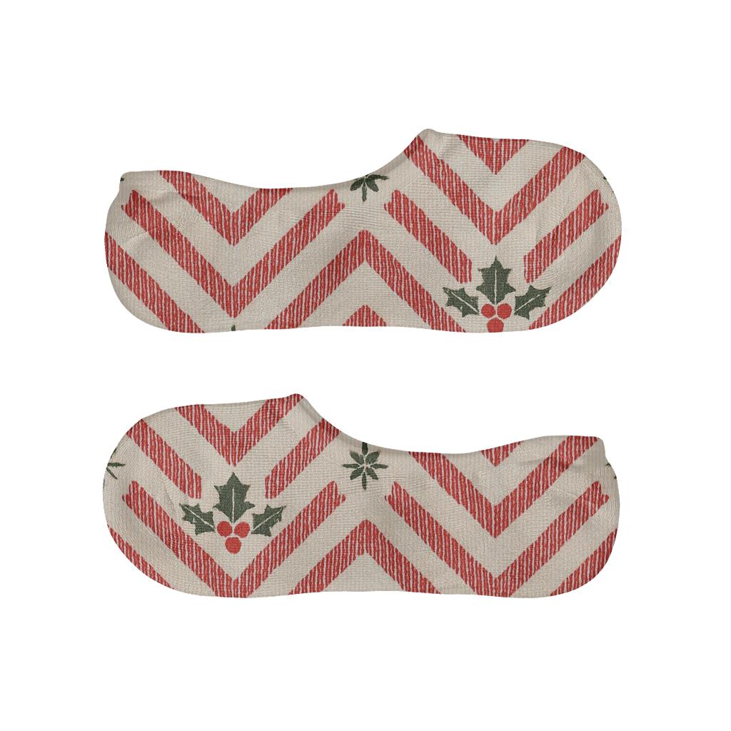 Candy Cane Chevron On Ivory Background trendy no-show sock styles