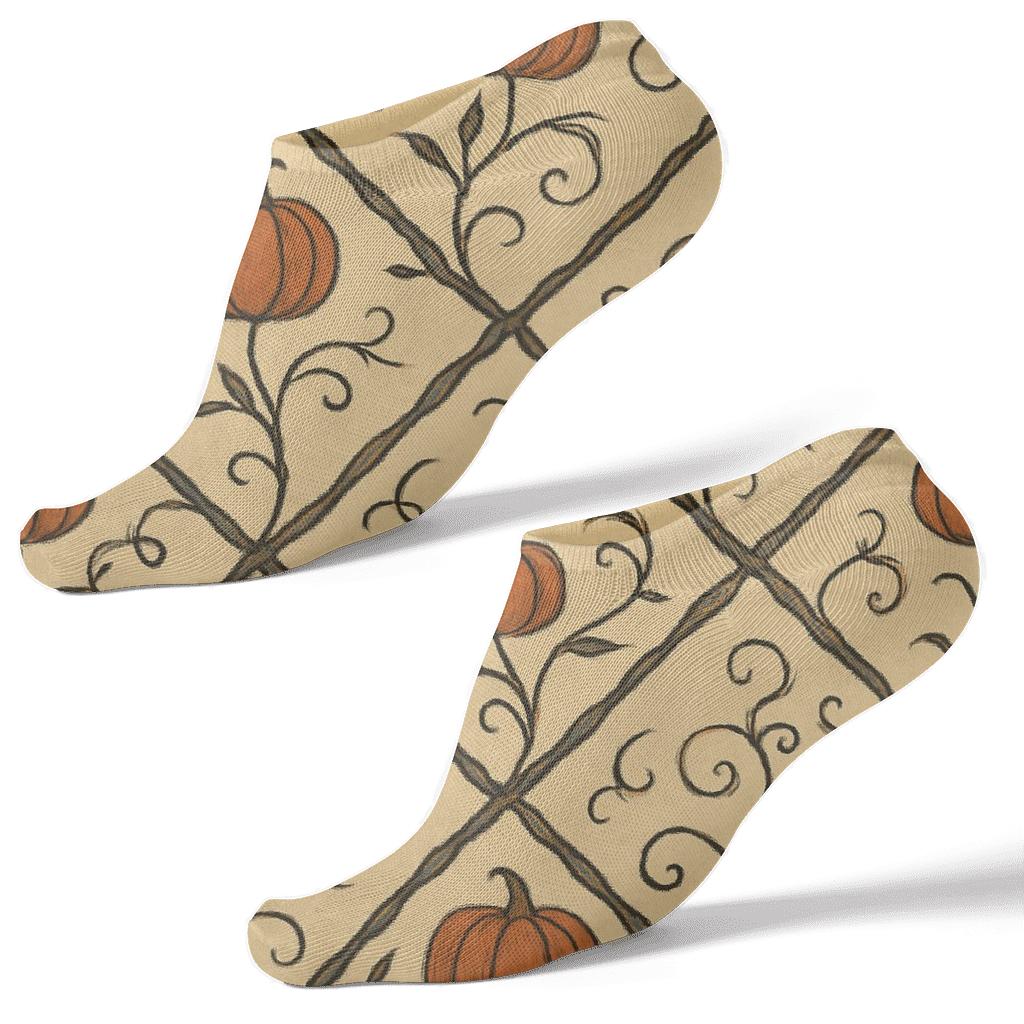 Pumpkin Vine Lattice On Proper Neutral Background unique graphic ankle socks