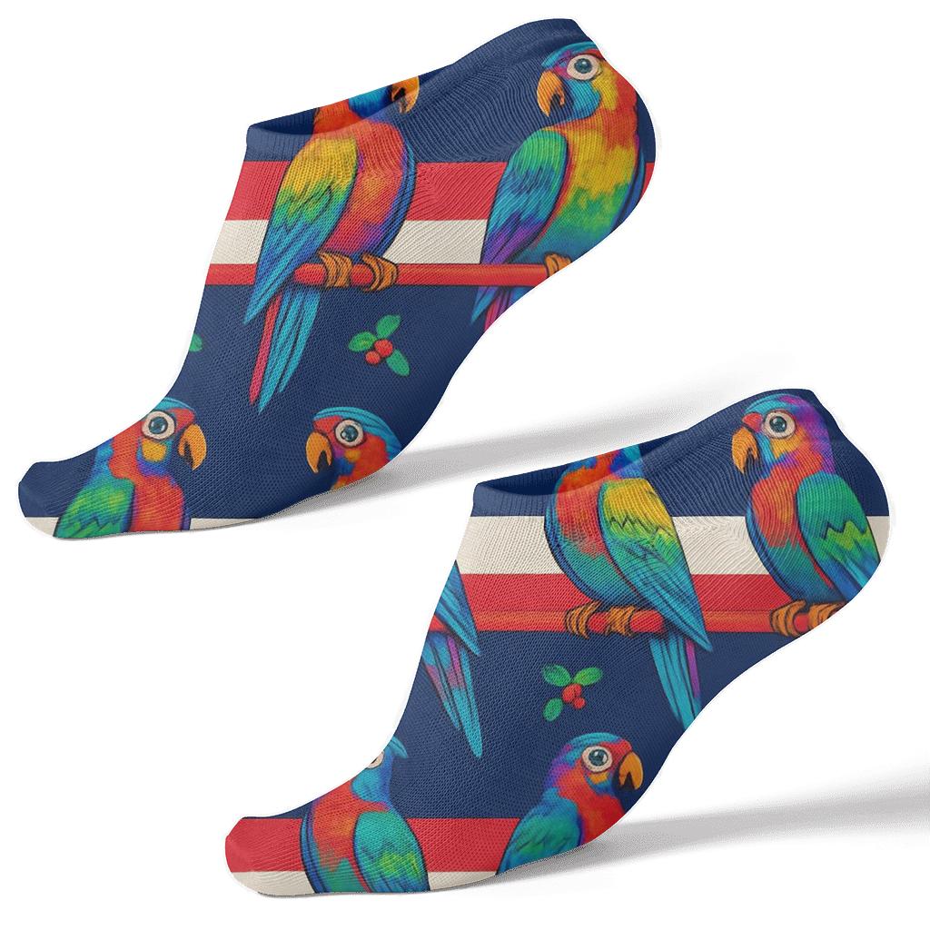 Parrot Carol Stripe Socks designer print ankle socks