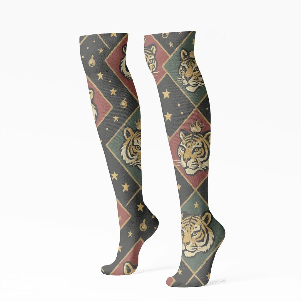 Tinsel Tiger Diagonal Array custom knee-high socks