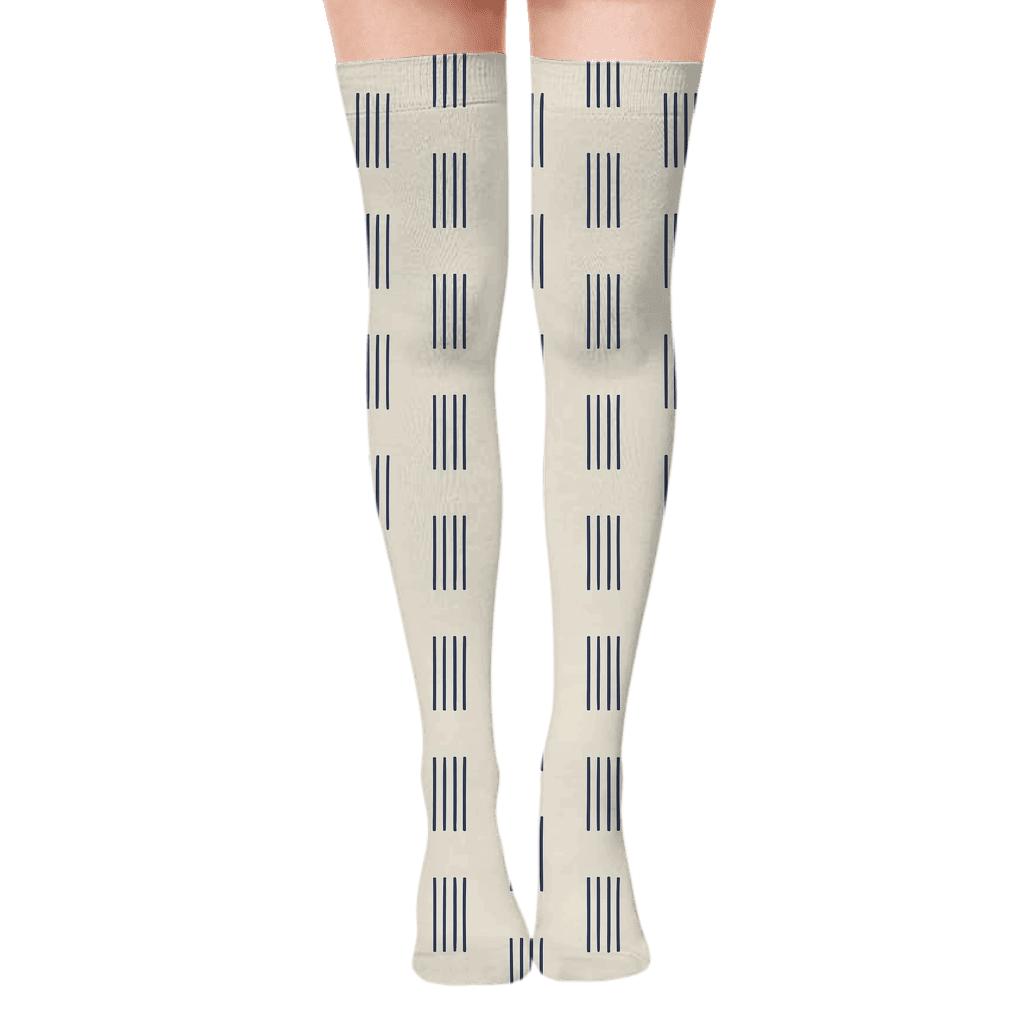 Micro Pinstripe Matrix comfortable cotton over-the-knee socks