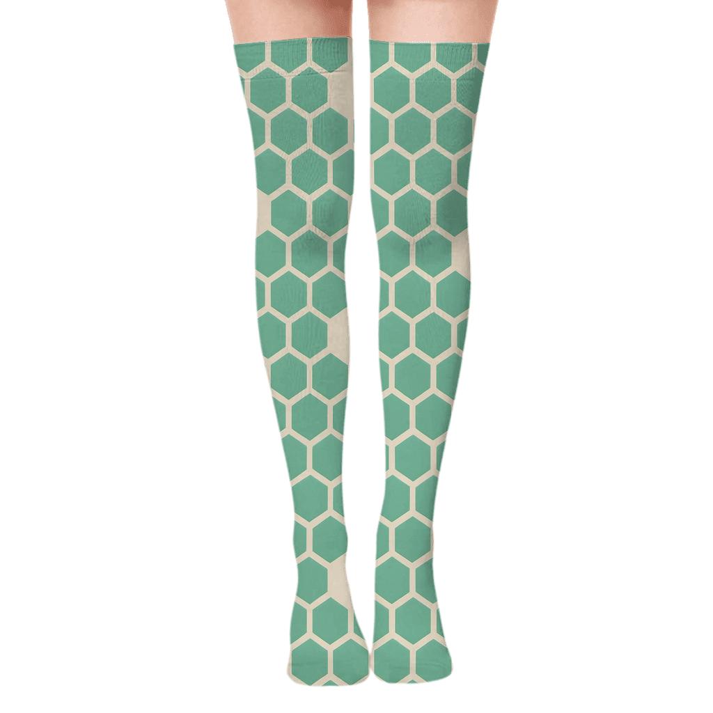 Micro Hex Scatter premium cozy over-the-knee socks