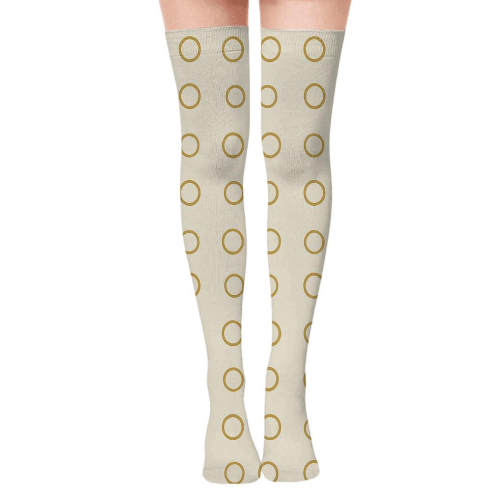 Small Ring Interval designer print over-the-knee socks