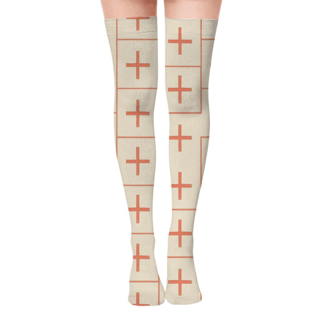 Gentle Cross Pack trendy patterned over-the-knee socks
