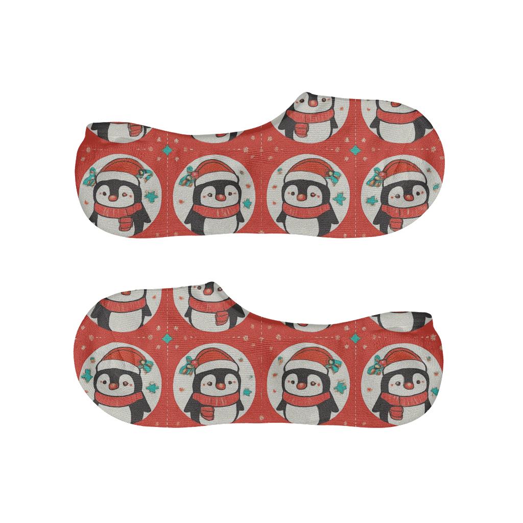 Merry Penguin Parade Grid comfortable invisible socks